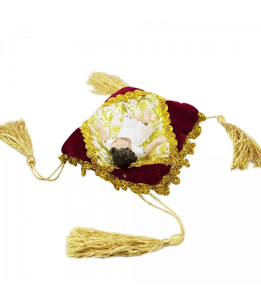 Menino Jesus 7.5 CM Roupa Branca Na Almofada - Imagem 4