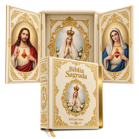 Bíblia Sagrada Católica Ilustrada Nossa Senhora de Fátima Edição Luxo Grande – Caixa Oratório
