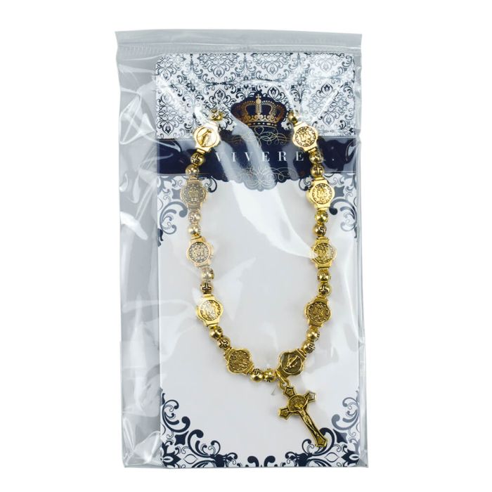 Pulseira Terço Dourado 6 CM - Imagem 5