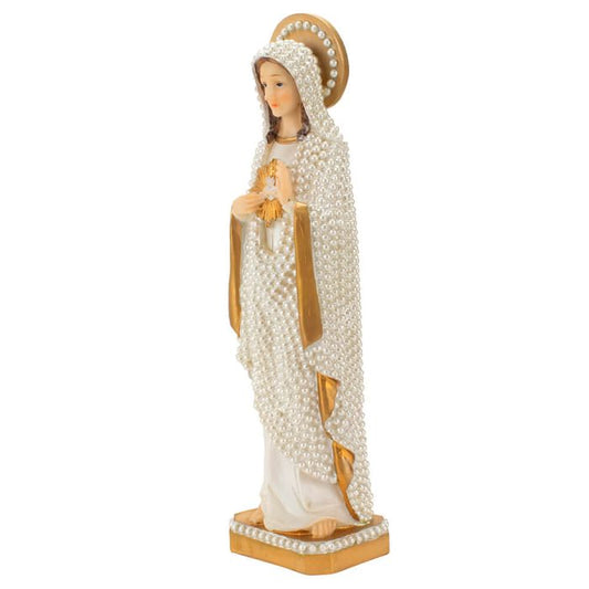 Imaculado Coração de Maria Manto Pérola Branca 30 CM - Imagem 2