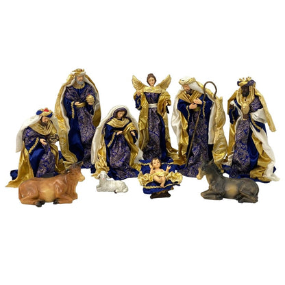 Presépio 10 Peças 15 CM - Roupa Azul e Dourado - Imagem 5