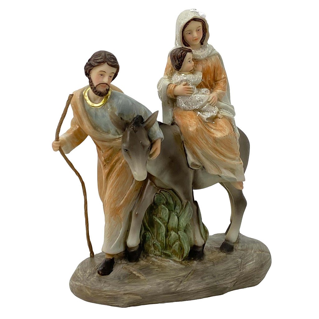 Nossa Senhora do Desterro com Menino no Colo 20 CM - Roupa Laranja