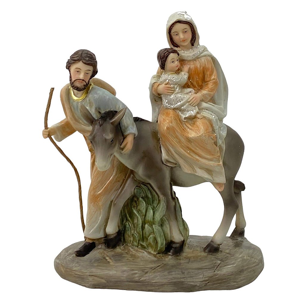 Nossa Senhora do Desterro com Menino no Colo 30 CM - Roupa Laranja - Imagem 2