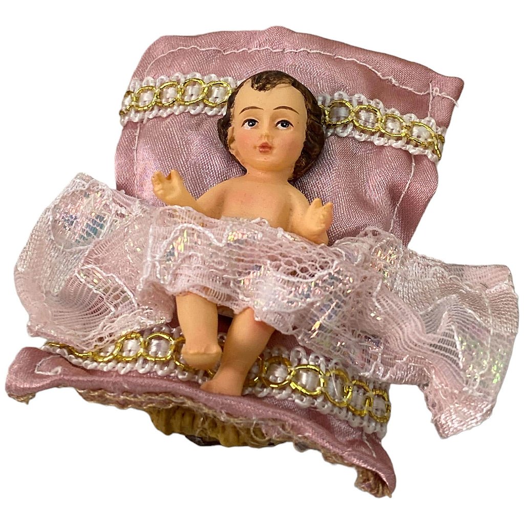 Presépio 10 Peças 15 CM - Roupa Rosa e Dourado - Imagem 2