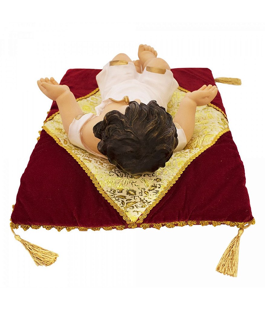 Menino Jesus 43 CM Roupa Branca Na Almofada - Imagem 4