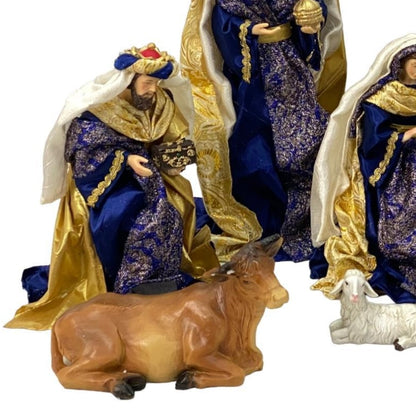 Presépio 10 Peças 15 CM - Roupa Azul e Dourado - Imagem 3