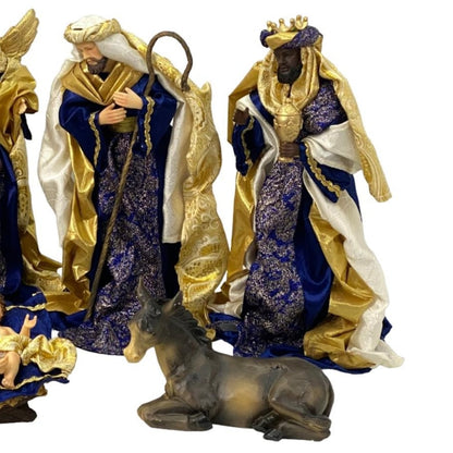Presépio 10 Peças 15 CM - Roupa Azul e Dourado - Imagem 4