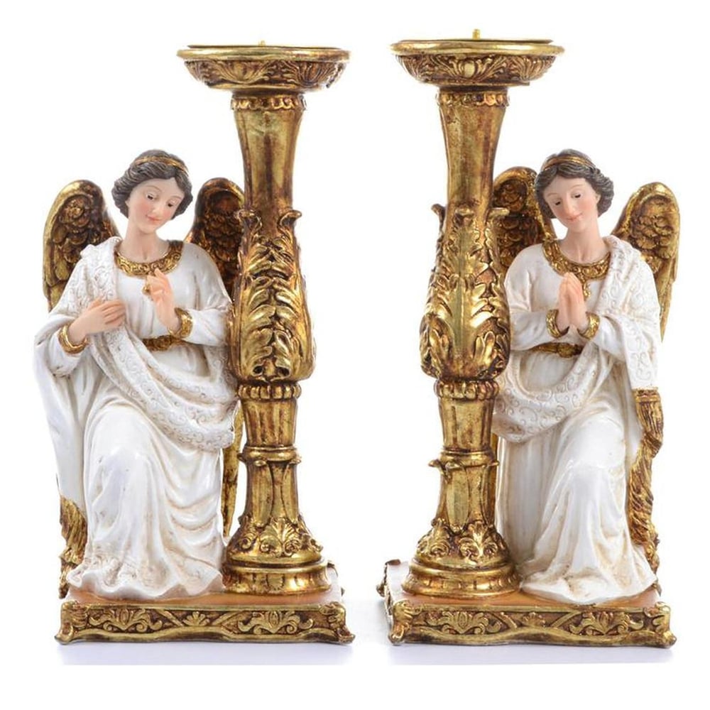 Par de Anjos Ajoelhados Candelabro 20 CM - Imagem 2