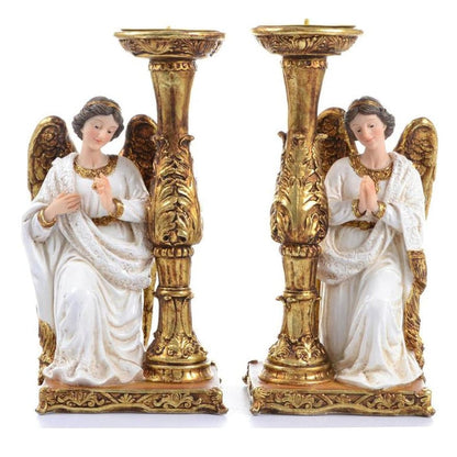 Par de Anjos Ajoelhados Candelabro 20 CM - Imagem 2