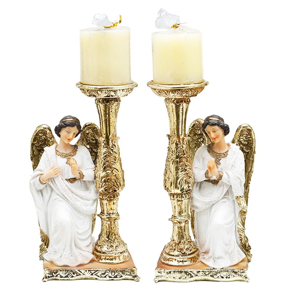Par de Anjos Ajoelhados Candelabro 20 CM