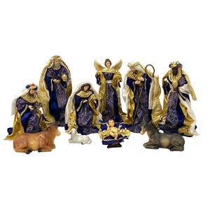 Presépio 10 Peças 15 CM - Roupa Azul e Dourado