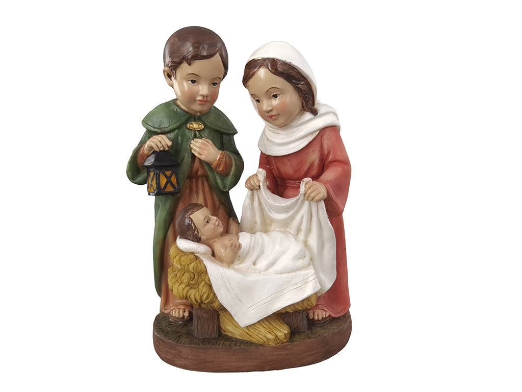 Presépio Sagrada Familia Infantil 19 CM de Altura Maria Cobrindo Jesus