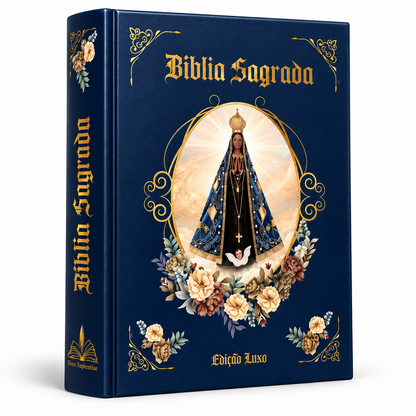 Bíblia Sagrada Católica Ilustrada Nossa Senhora Aparecida Edição Luxo Grande - Caixa Oratório