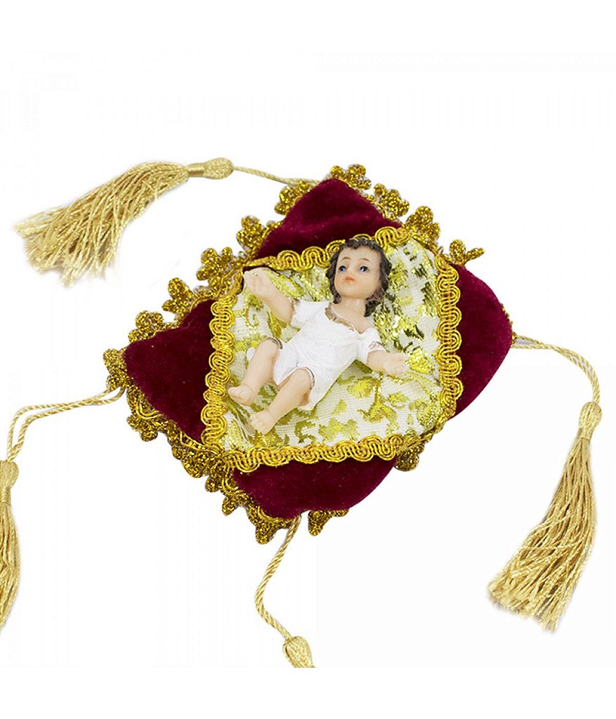 Menino Jesus 7.5 CM Roupa Branca Na Almofada - Imagem 2