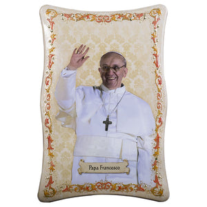 Quadro Papa Francisco Madeira 24 CM Altura