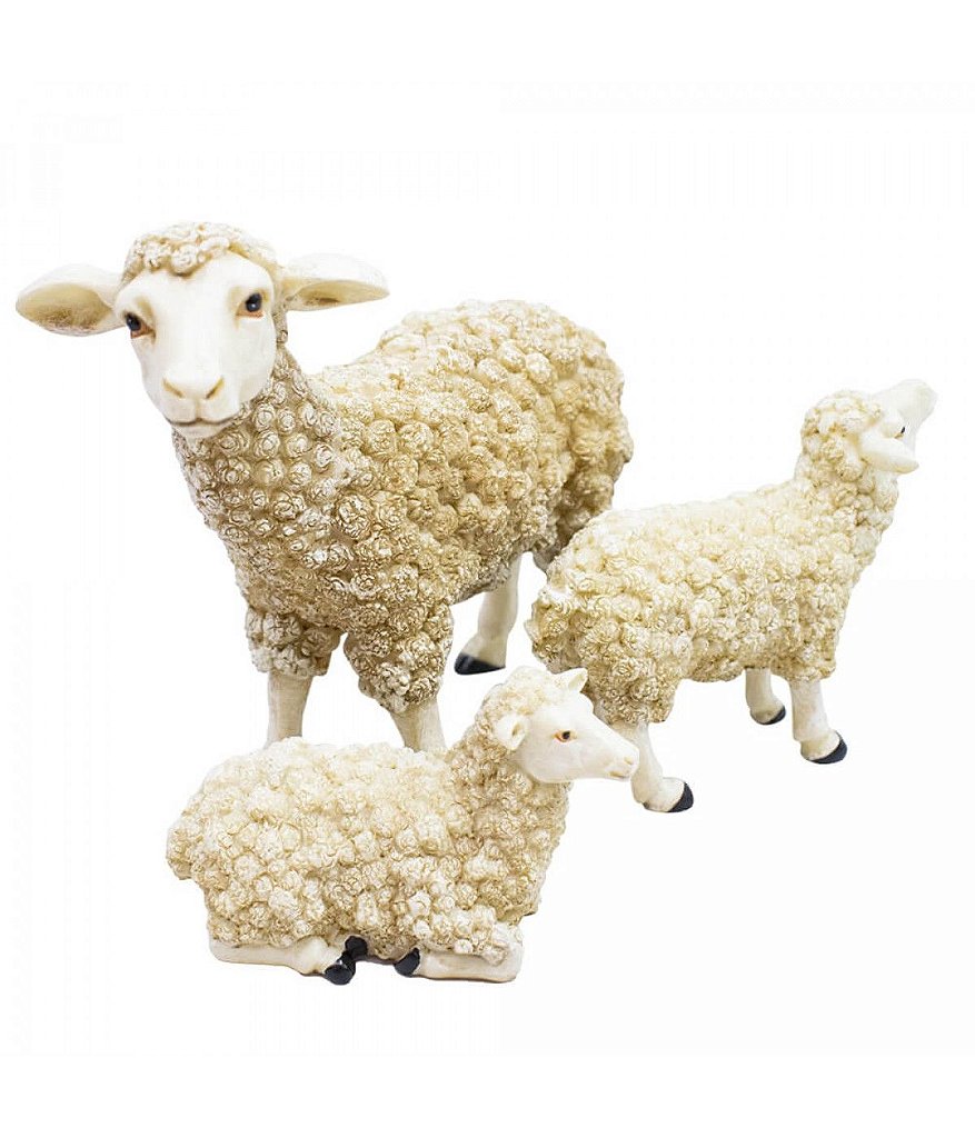 Presépio Animais - Jogo 3 Ovelhas Brancas 15 CM