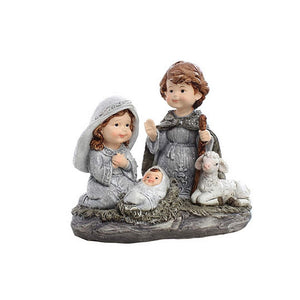 Presépio Sagrada Família Infantil 13,5 CM Cinza