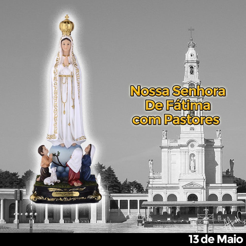 Nossa Senhora de Fátima com Pastores 30 CM - Imagem 4