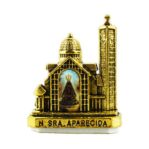 Catedral Basílica de Nossa Senhora Aparecida Dourado Uso Carro 4,5 CM - Escultura em Metal