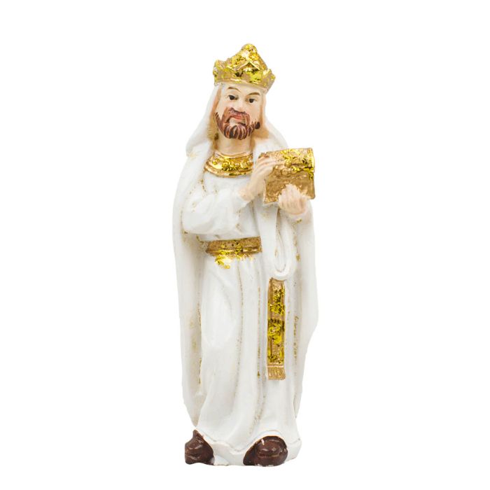 Presépio 8 Peças 7,5 CM Vestimenta Branca Com Dourado - Imagem 8