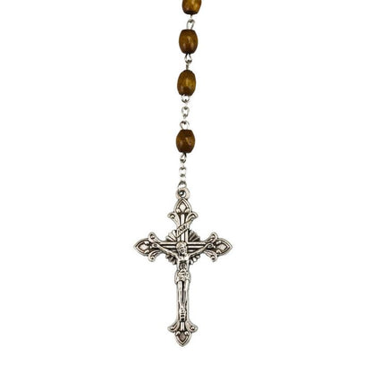 Terço Marrom Contas Madeira 1 CM Nossa Senhora Aparecida 58 CM - Imagem 3
