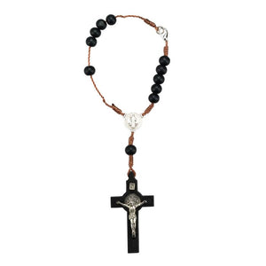 Pulseira Terço Madeira Marrom Medalhão Sâo Bento 18 CM