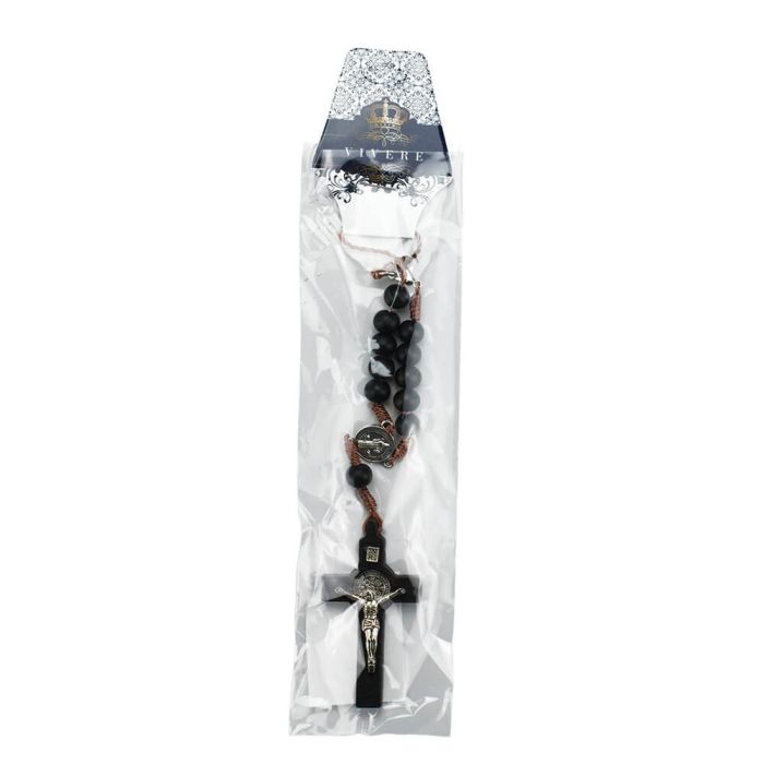 Pulseira Terço Madeira Marrom Medalhão Sâo Bento 18 CM - Imagem 5