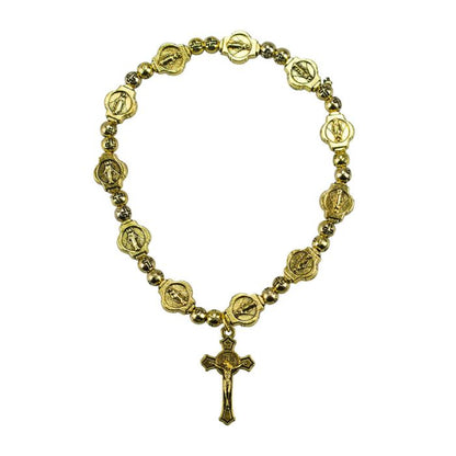 Pulseira Terço Dourado 6 CM - Imagem 2