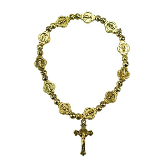 Pulseira Terço Dourado 6 CM - Imagem 2