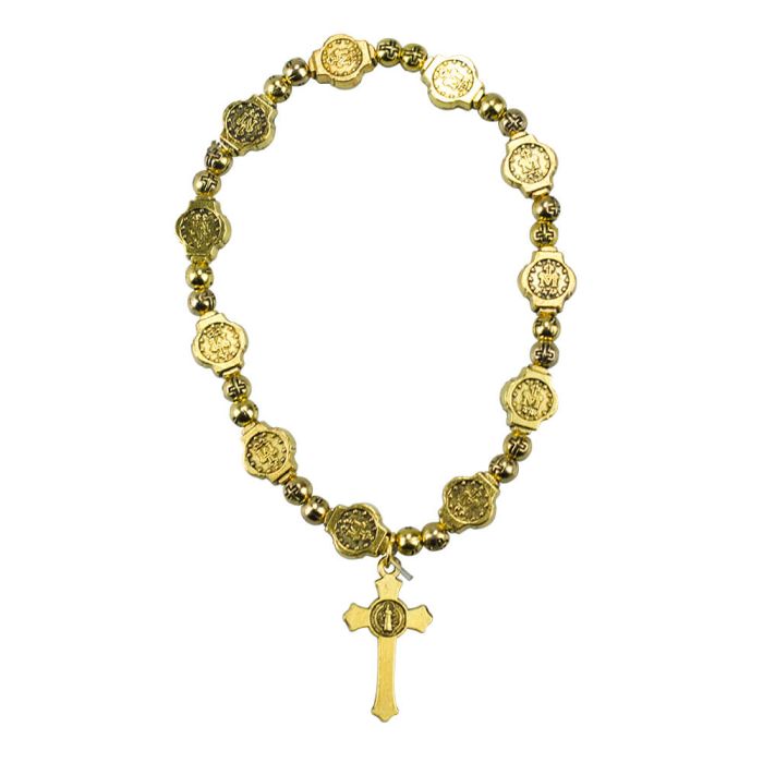 Pulseira Terço Dourado 6 CM - Imagem 3