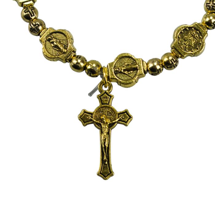 Pulseira Terço Dourado 6 CM - Imagem 4