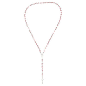 Terço Contas 1 CM Coração Rosa 54 CM