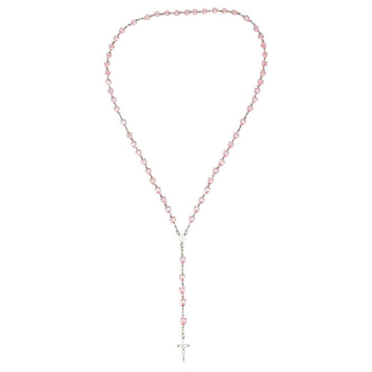 Terço Contas 1 CM Coração Rosa 54 CM