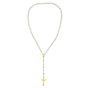 Terço Dourado Contas 0.8 CM Enfeite Cálice Primeira Comunhão 57 CM