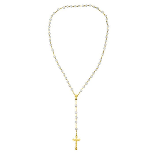 Terço Dourado Contas 0.8 CM Enfeite Cálice Primeira Comunhão 57 CM