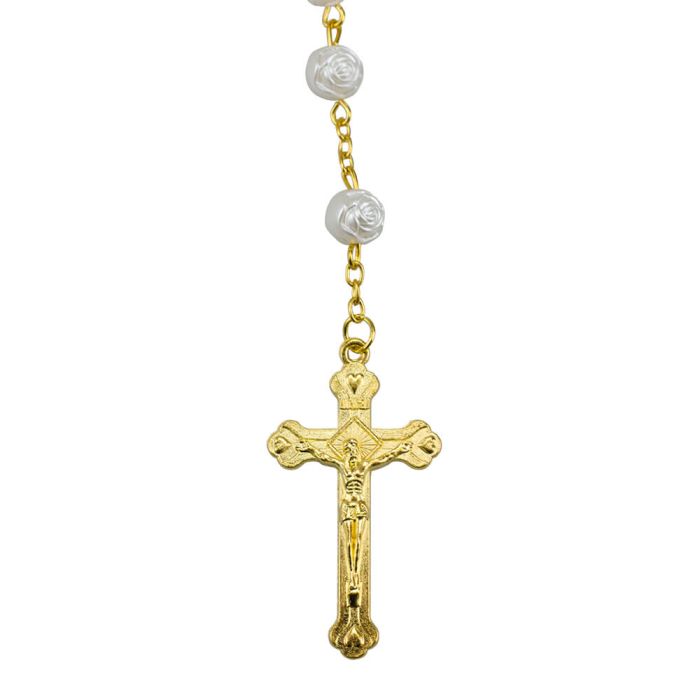Terço Dourado Contas 0.8 CM Enfeite Cálice Primeira Comunhão 57 CM - Imagem 3