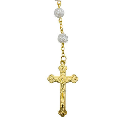 Terço Dourado Contas 0.8 CM Enfeite Cálice Primeira Comunhão 57 CM - Imagem 3