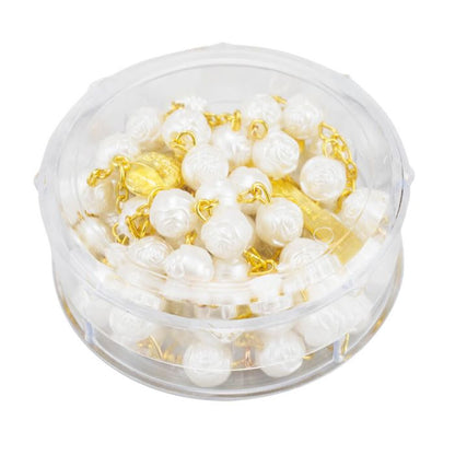 Terço Dourado Contas 0.8 CM Enfeite Cálice Primeira Comunhão 57 CM - Imagem 5
