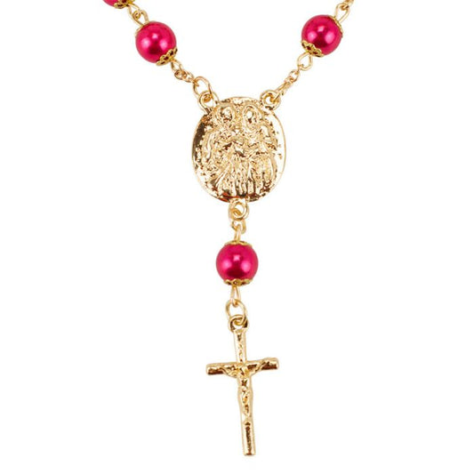 Pulseira Terço Contas Vinho 1 CM Sagrada Família 5 CM - Imagem 2
