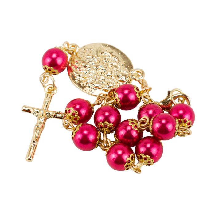 Pulseira Terço Contas Vinho 1 CM Sagrada Família 5 CM - Imagem 3
