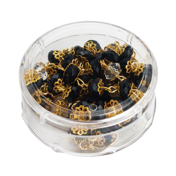 Terço Corrente Dourada Contas 0.7 CM Pretas Enfeite São Bento 52 CM - Imagem 5
