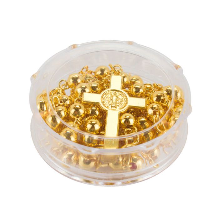 Terço Corrente Dourada Contas 0.5 CM Enfeite São Bento 49 CM - Imagem 5