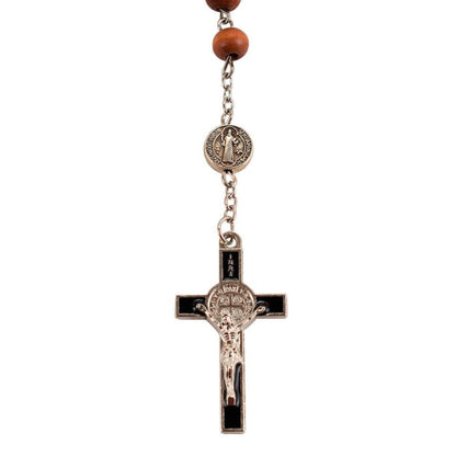 Pulseira Terço Contas Douradas 0.7 CM Medalhão São Bento Crucifixo 6 CM - Imagem 5