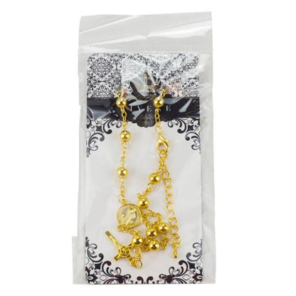 Pulseira Terço Dourado Contas 0.7 CM Medalhão São Bento Crucifixo 9 CM - Imagem 4