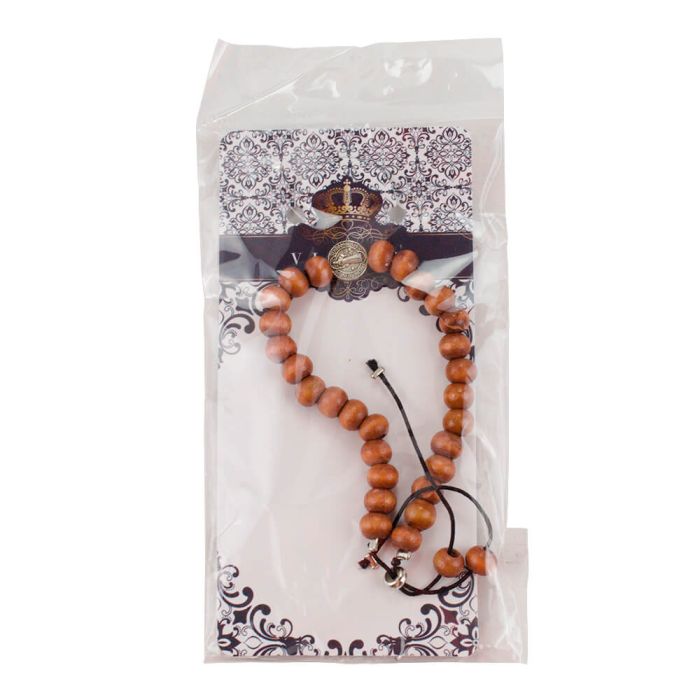 Pulseira Terço Contas Marrons 0.8 CM Medalhão São Bento 7 CM - Imagem 3