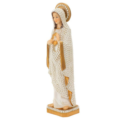 Imaculado Coração de Maria Manto Pérola Branca 30 CM - Imagem 2