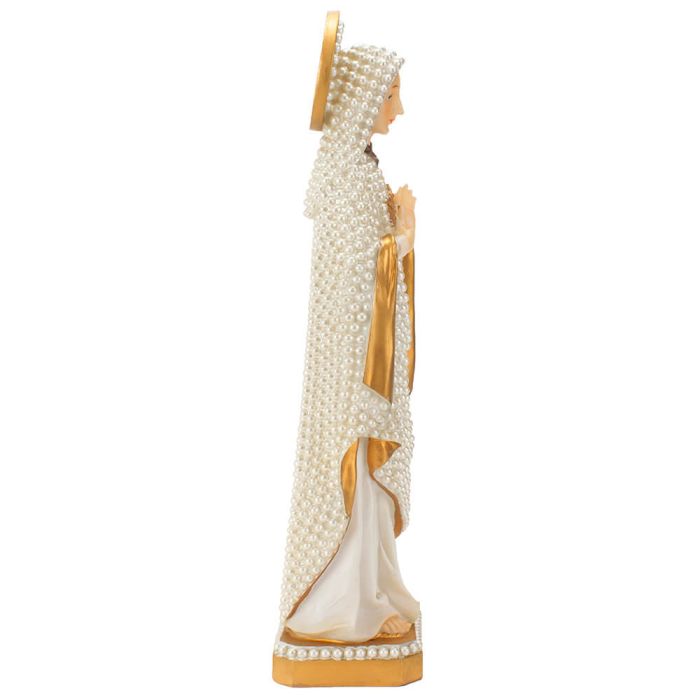Imaculado Coração de Maria Manto Pérola Branca 30 CM - Imagem 3