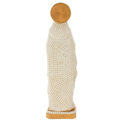 Imaculado Coração de Maria Manto Pérola Branca 30 CM - Imagem 5