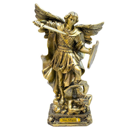 São Miguel Arcanjo Dourado 29,5 CM Em Resina