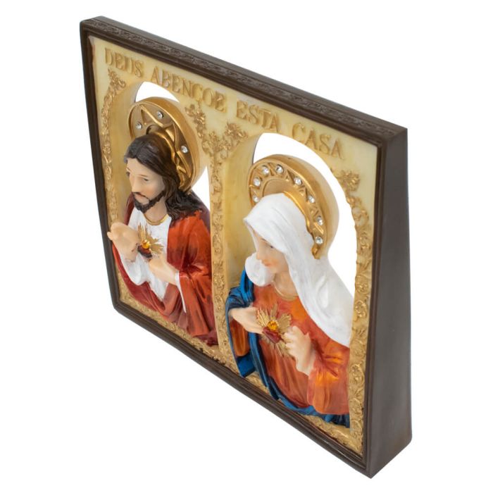 Quadro Sagrado Coração Jesus e Maria 20x4x23 CM - Imagem 3